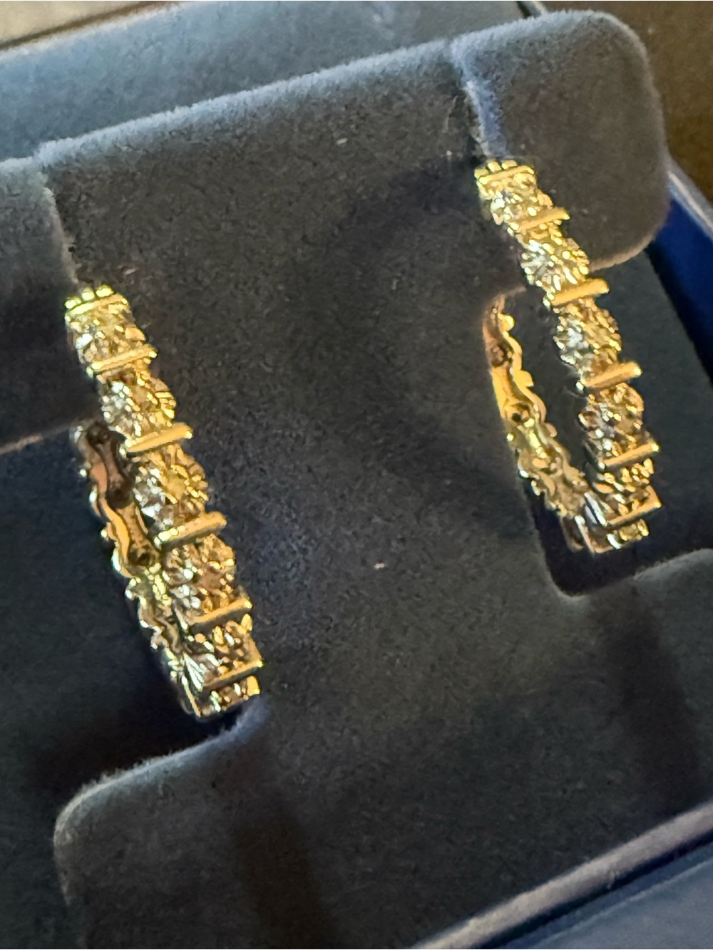 Platinum over sterling silver diamond accent hoop earrings